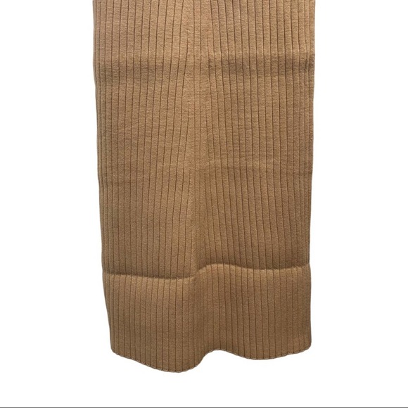 Wayf Ribbed Knit Sweater Dress Midi Tan Cutout Tie Emily x Dede Size XSmall New - Picture 3 of 11